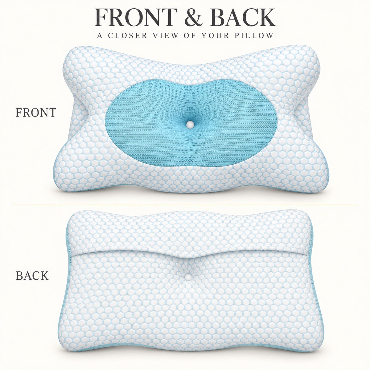 Night Zone anti-snoring pillow – Front and back views