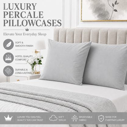 Housewife Polycotton Pillowcases Pair – Luxury Plain Dyed Easy Care Bedding | Night Zone
