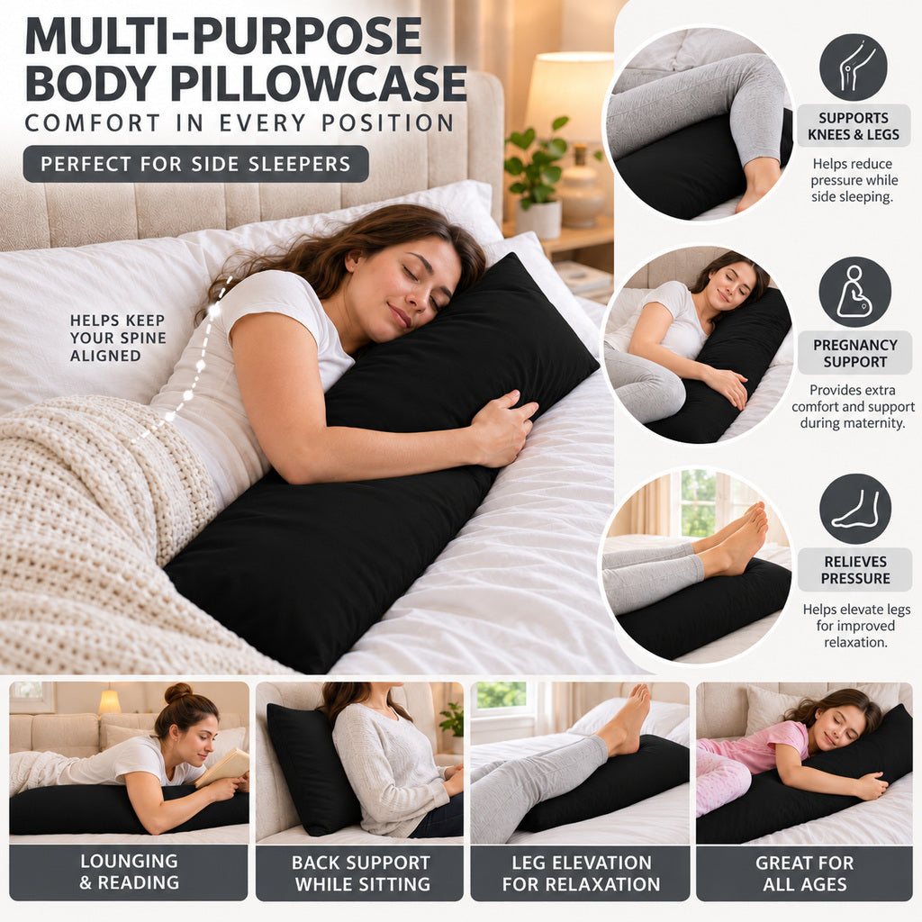 Polycotton bolster pillowcase – Black – 5