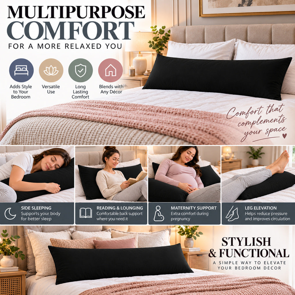 Polycotton bolster pillowcase – Black – 6