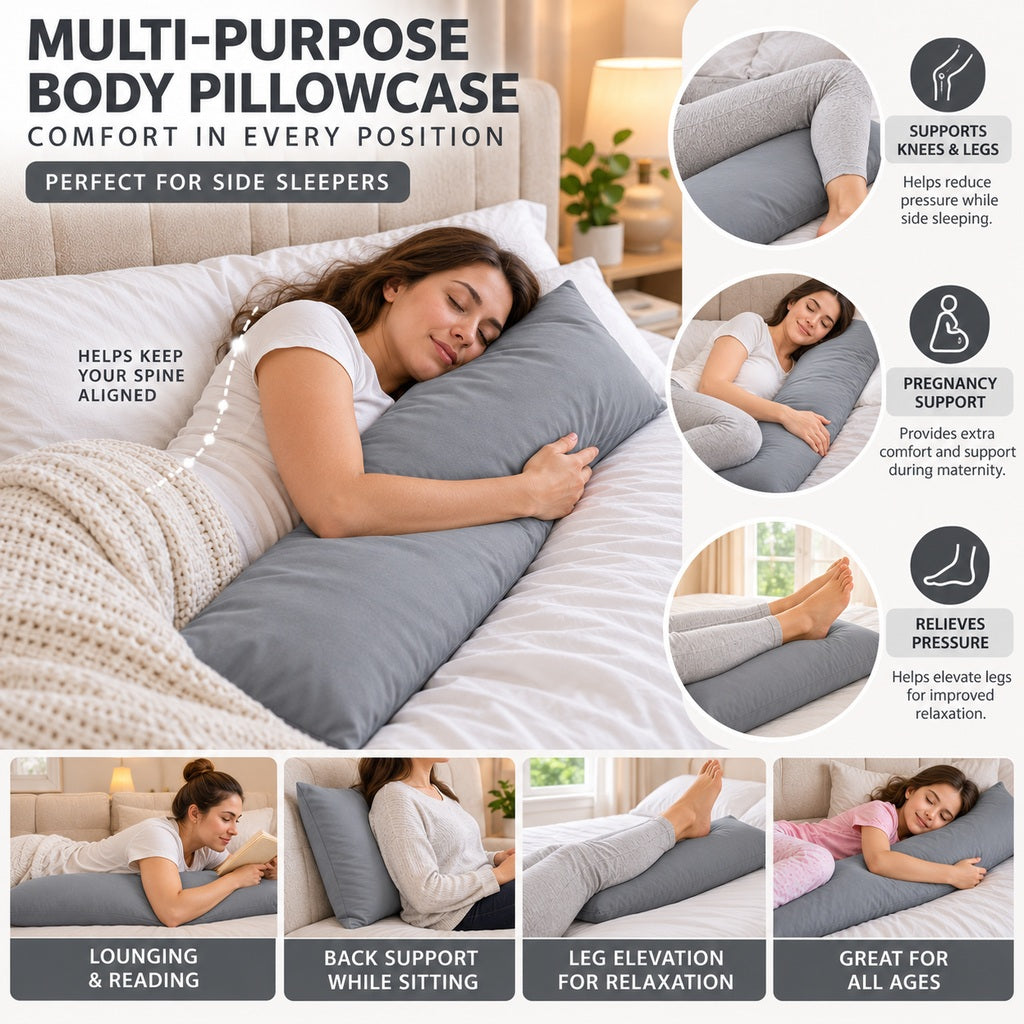 Polycotton bolster pillowcase – Grey – 5