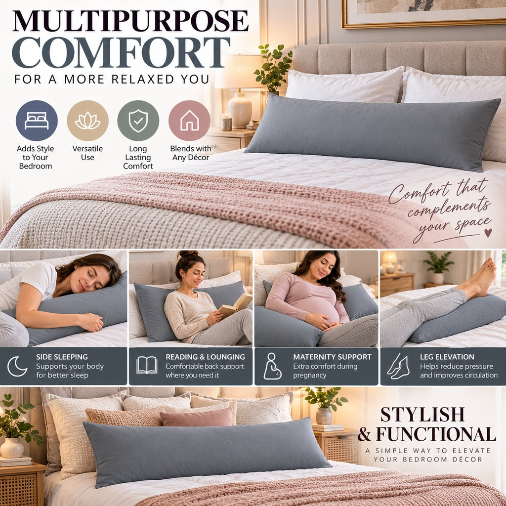 Polycotton bolster pillowcase – Grey – 7
