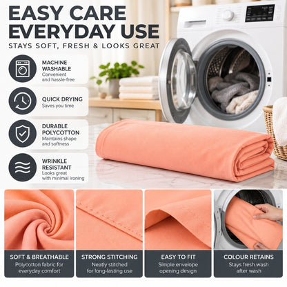 Polycotton bolster pillowcase – Peach – 3
