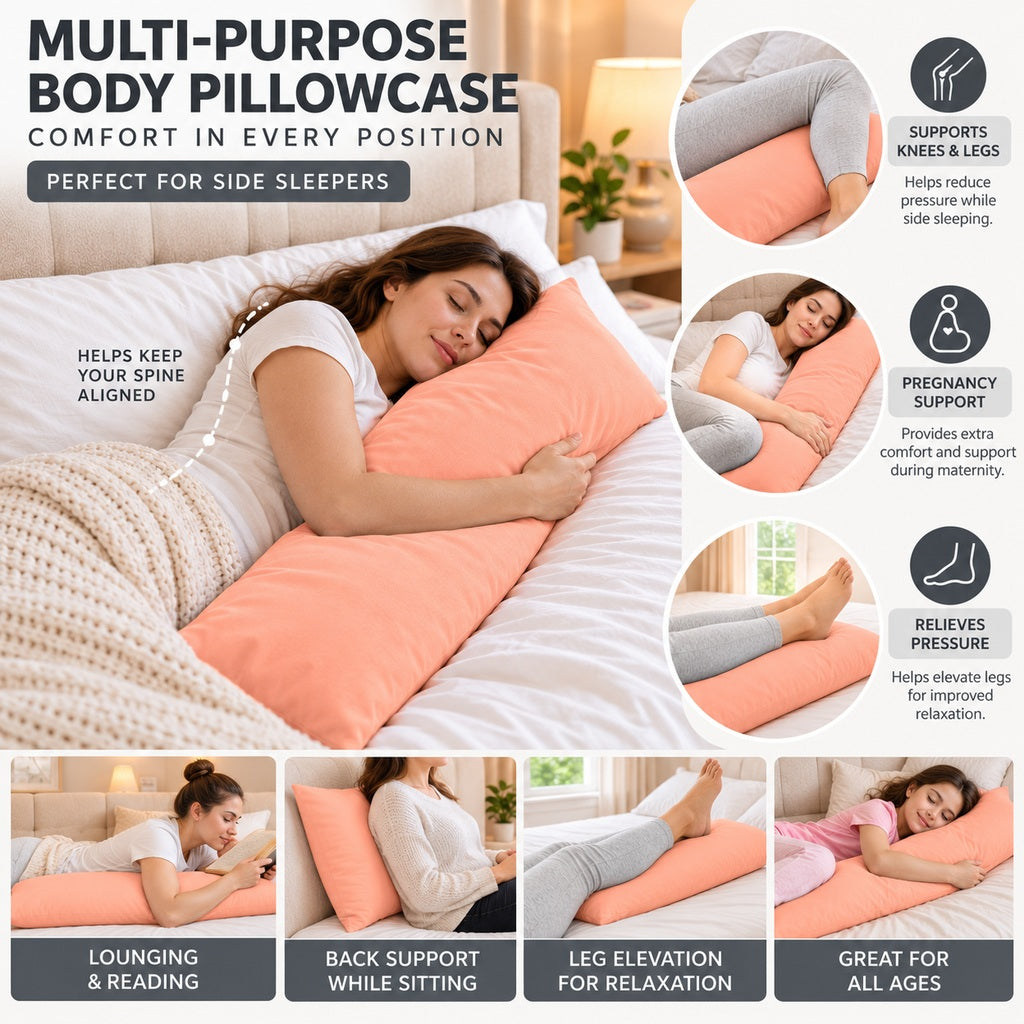 Polycotton bolster pillowcase – Peach – 5