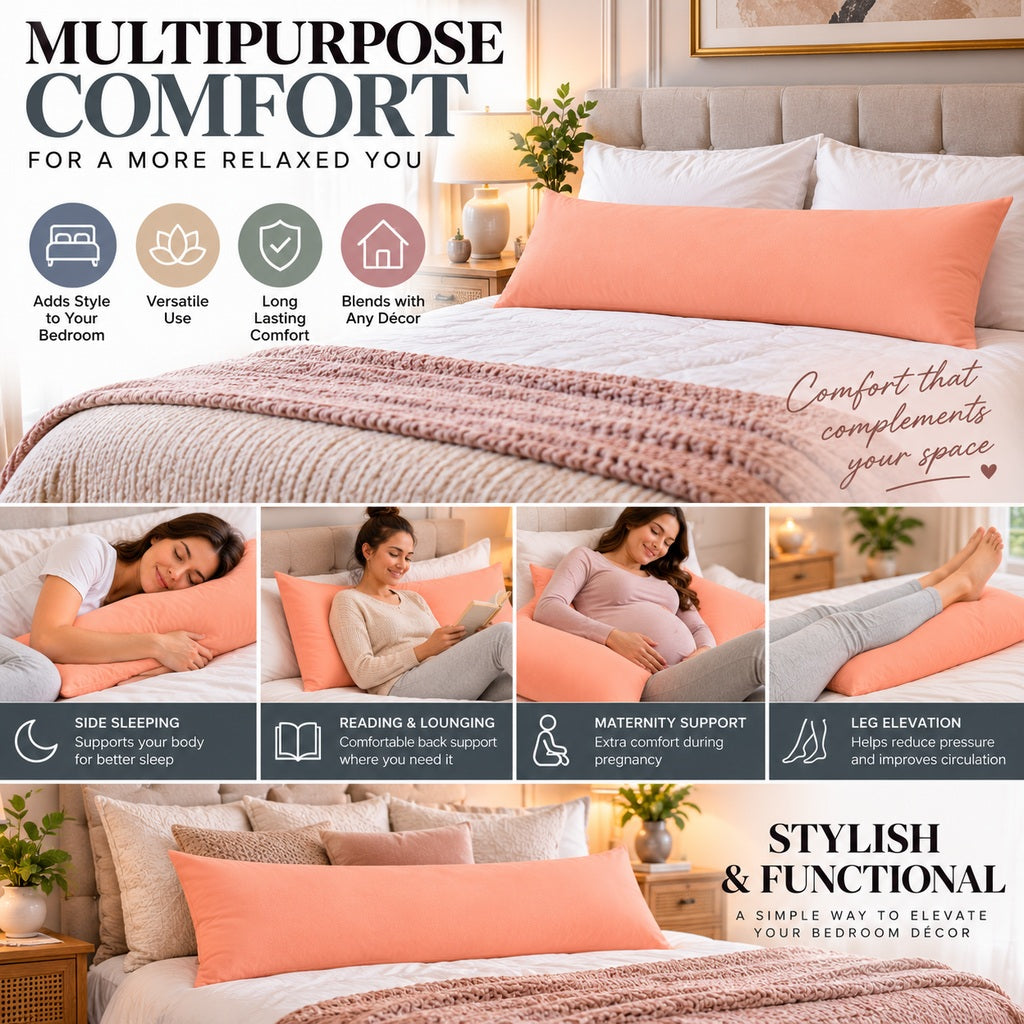 Polycotton bolster pillowcase – Peach – 6