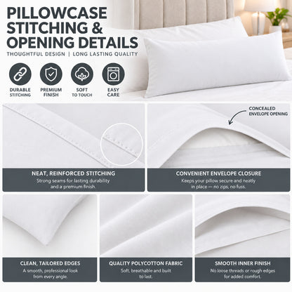 Polycotton bolster pillowcase – White – 3