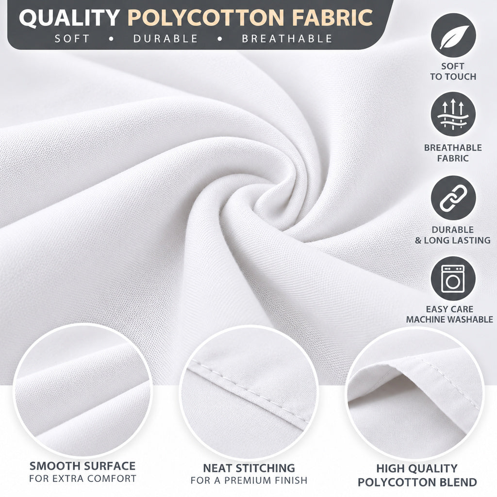 Polycotton bolster pillowcase – White – 4