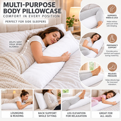Polycotton bolster pillowcase – White – 9