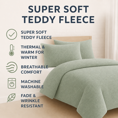 Teddy Fleece Duvet Cover Set – Soft Warm Teddy Bear Bedding | Night Zone