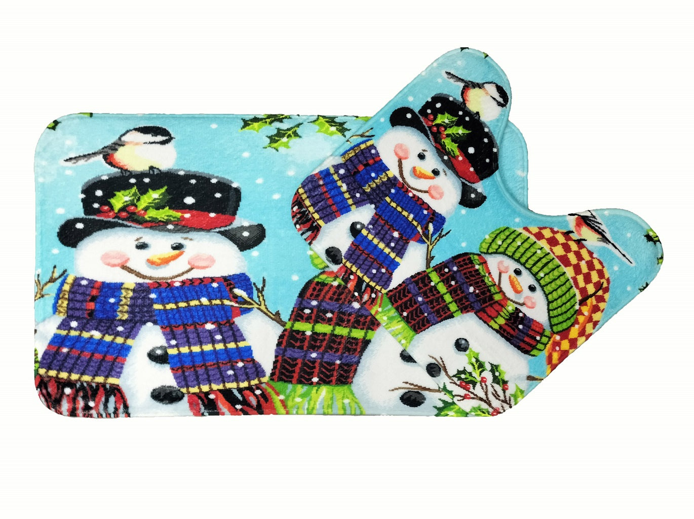 Christmas Memory Foam Bath Mat Set – Festive Non Slip Bathroom Rugs | Night Zone