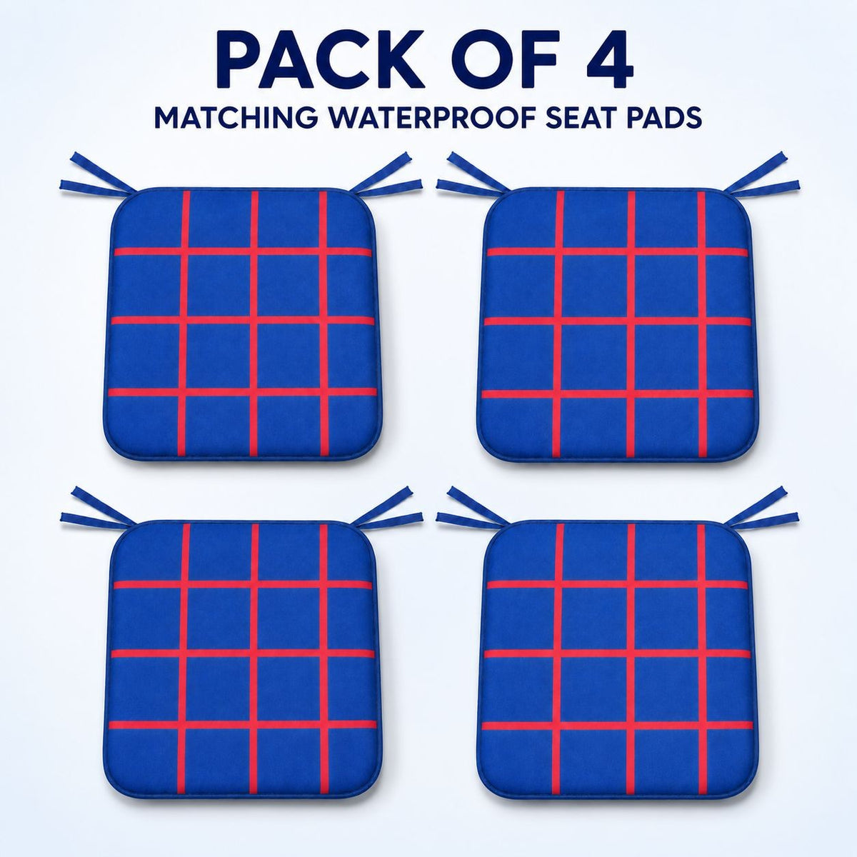 4 Pack Waterproof Check Seat Pads 38x38cm | Night Zone