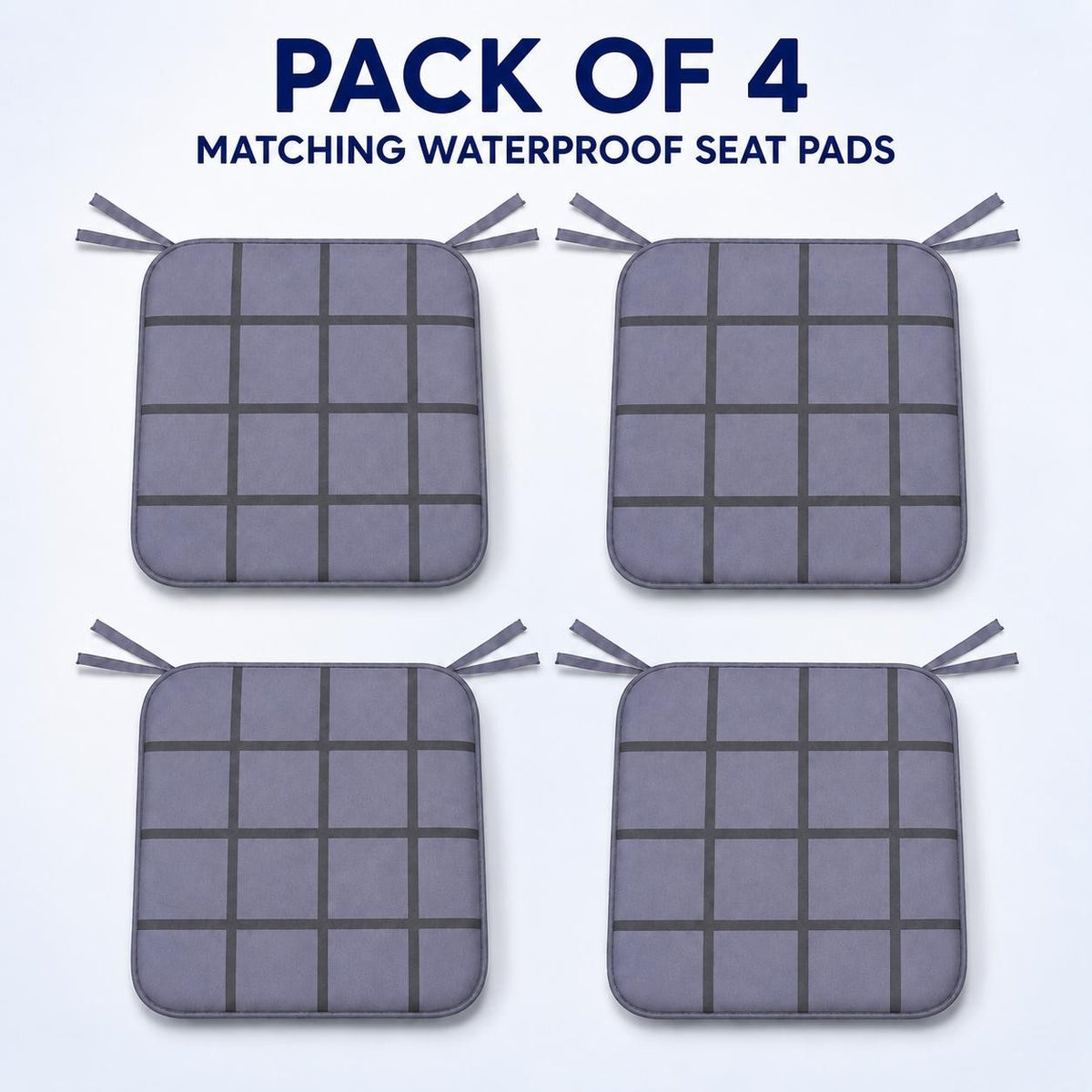 4 Pack Waterproof Check Seat Pads 38x38cm | Night Zone