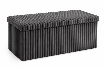 Corduroy Ribbed Foldable Storage Ottoman Box – Padded Storage Bench with Lid | Night Zone