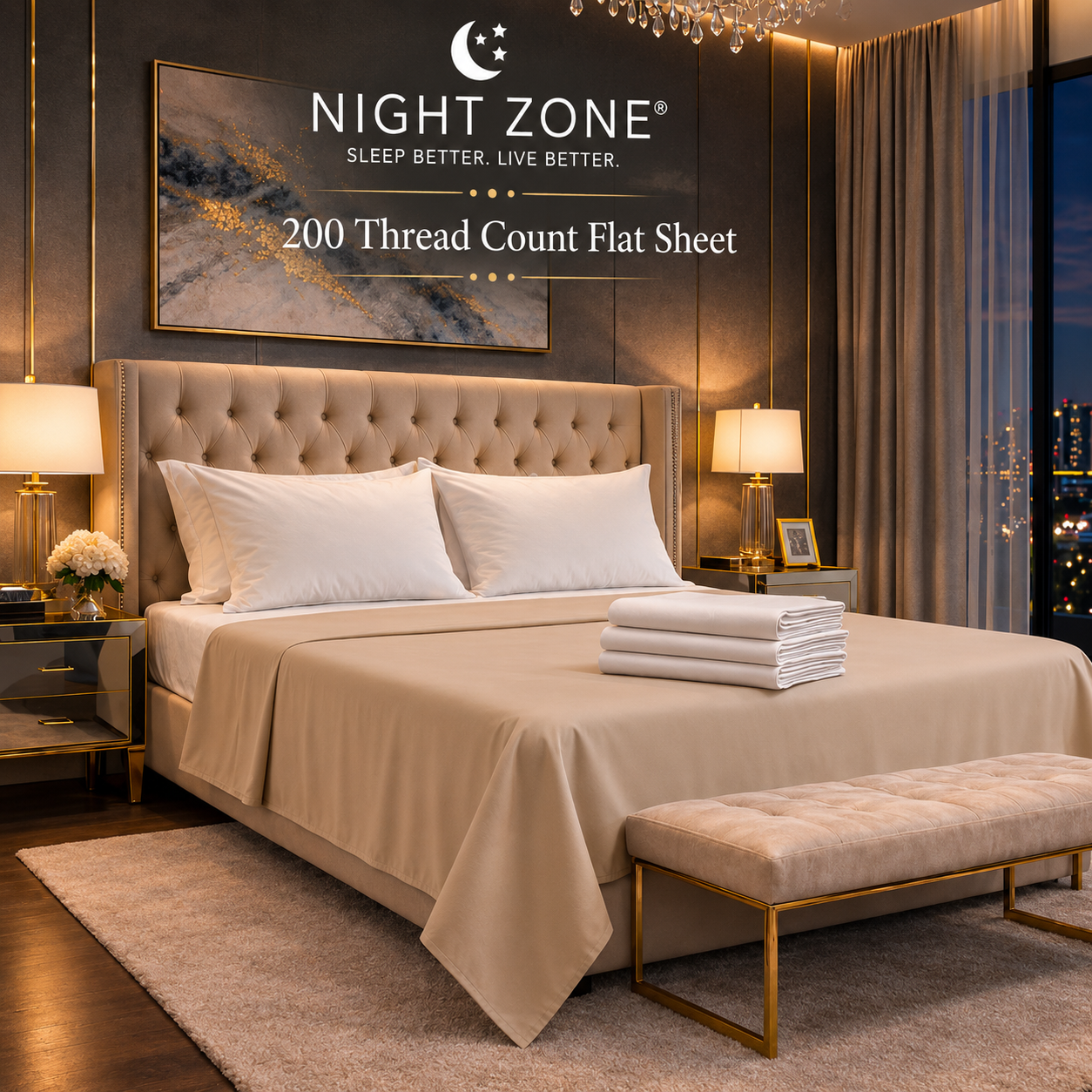 200 Thread Count Egyptian Cotton Flat Sheet – Hotel Quality Bed Linen | Night Zone