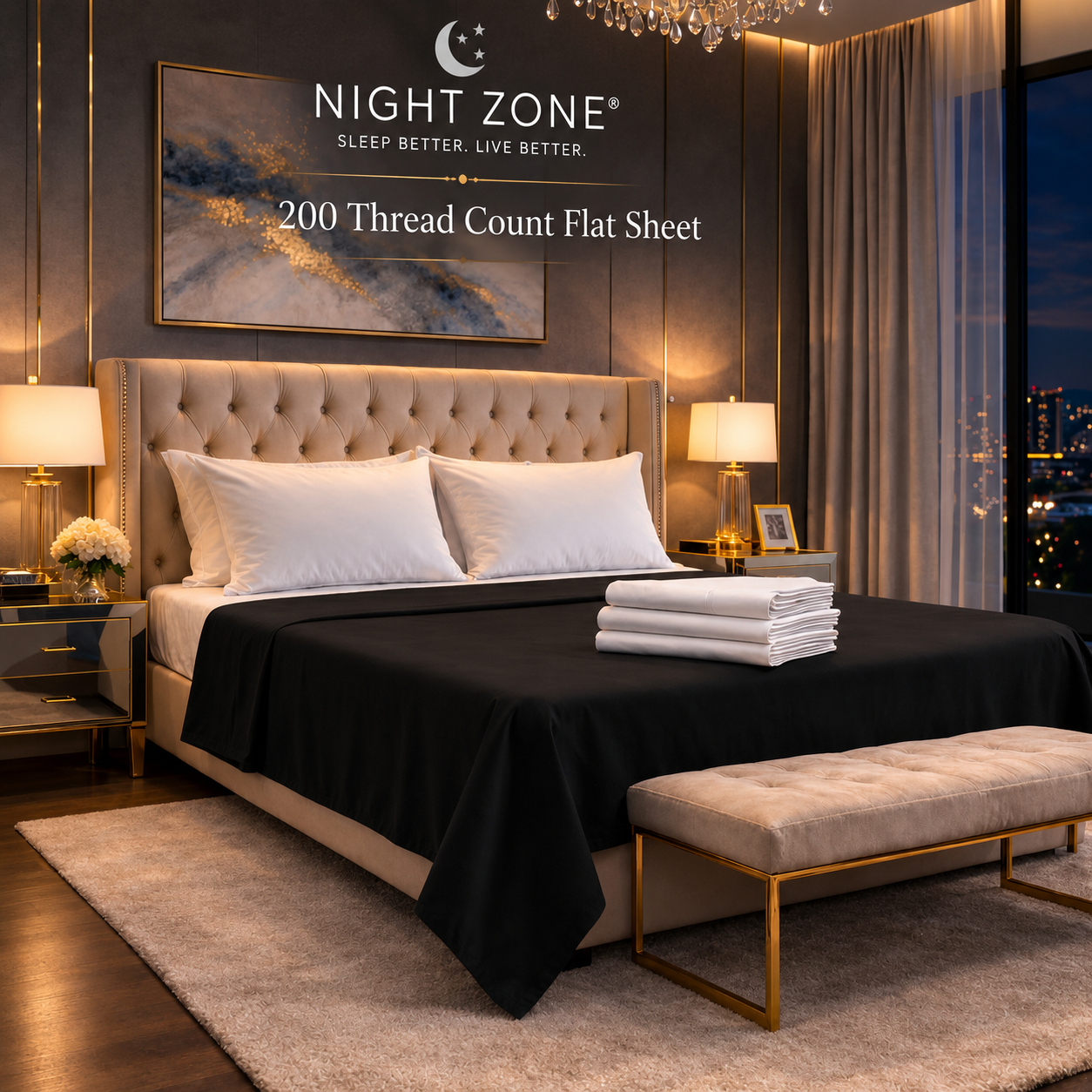 200 Thread Count Egyptian Cotton Flat Sheet – Hotel Quality Bed Linen | Night Zone