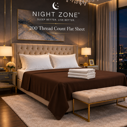 200 Thread Count Egyptian Cotton Flat Sheet – Hotel Quality Bed Linen | Night Zone