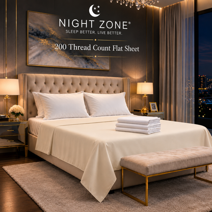 200 Thread Count Egyptian Cotton Flat Sheet – Hotel Quality Bed Linen | Night Zone