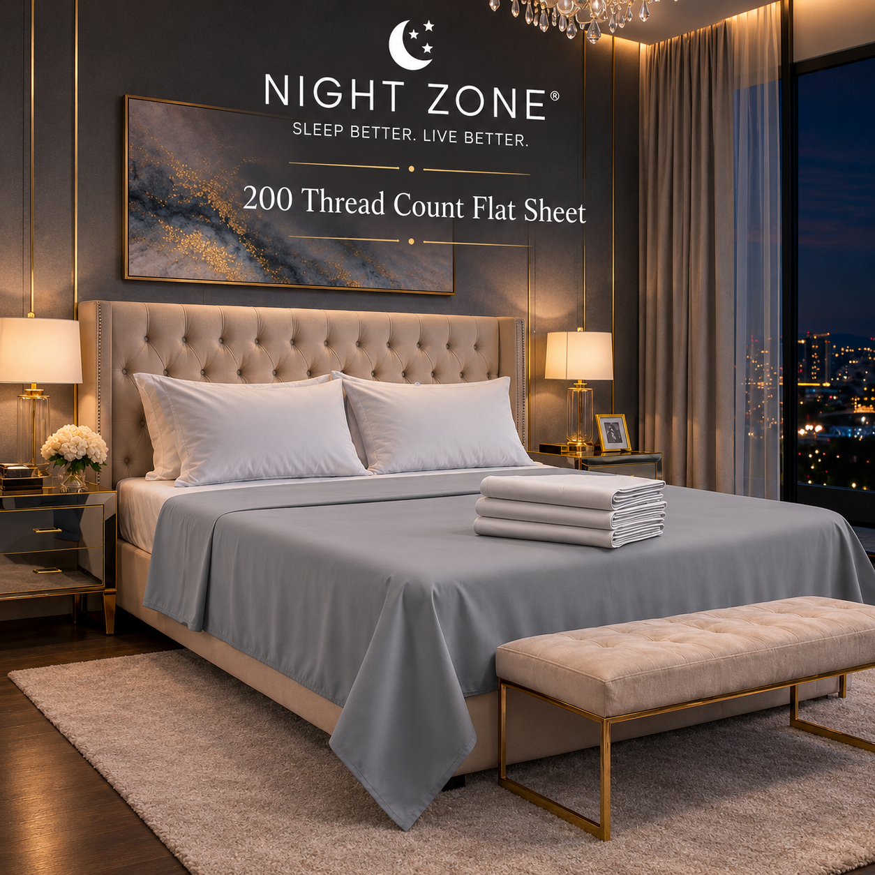200 Thread Count Egyptian Cotton Flat Sheet – Hotel Quality Bed Linen | Night Zone