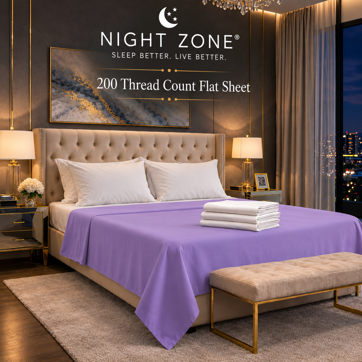 200 Thread Count Egyptian Cotton Flat Sheet – Hotel Quality Bed Linen | Night Zone