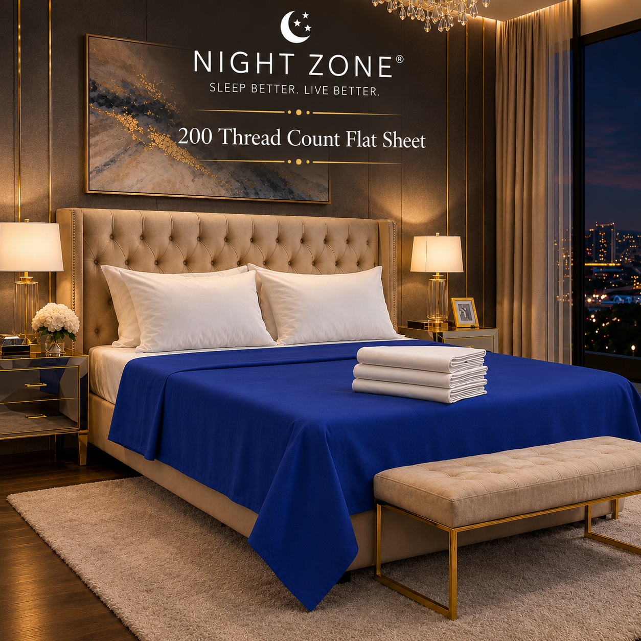 200 Thread Count Egyptian Cotton Flat Sheet – Hotel Quality Bed Linen | Night Zone