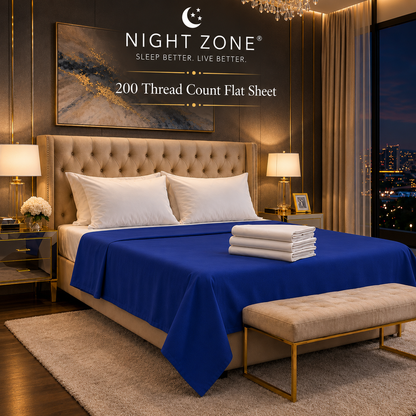 200 Thread Count Egyptian Cotton Flat Sheet – Hotel Quality Bed Linen | Night Zone