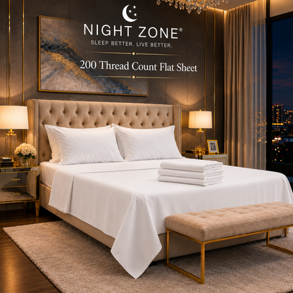 200 Thread Count Egyptian Cotton Flat Sheet – Hotel Quality Bed Linen | Night Zone