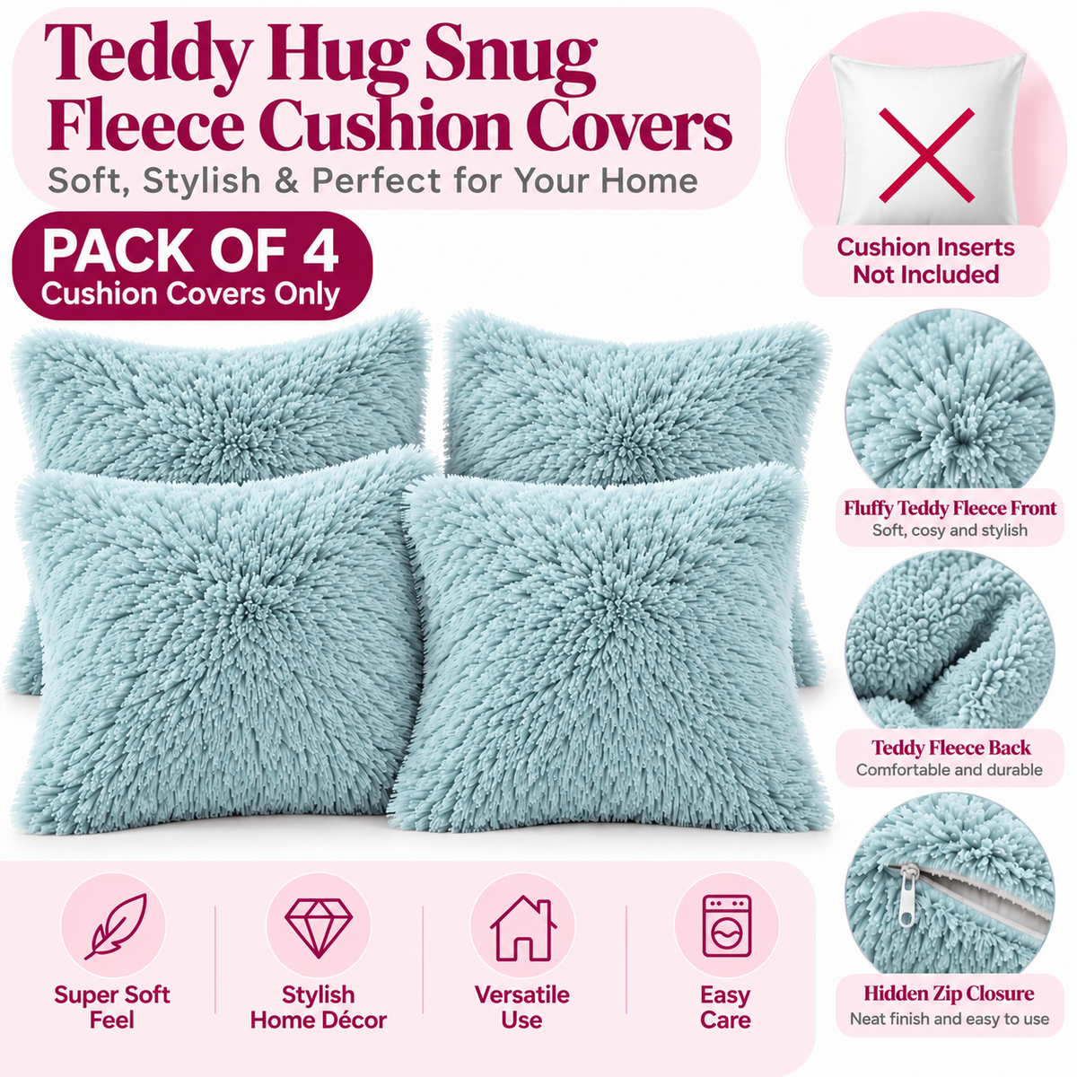 Teddy Hug cushion covers – Duck Egg – 2