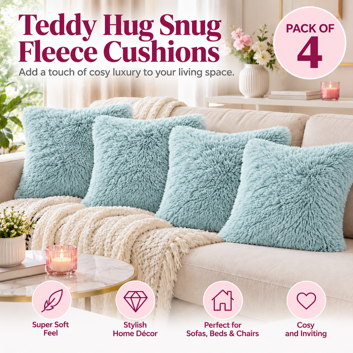 Teddy Hug cushion covers – Duck Egg – 5