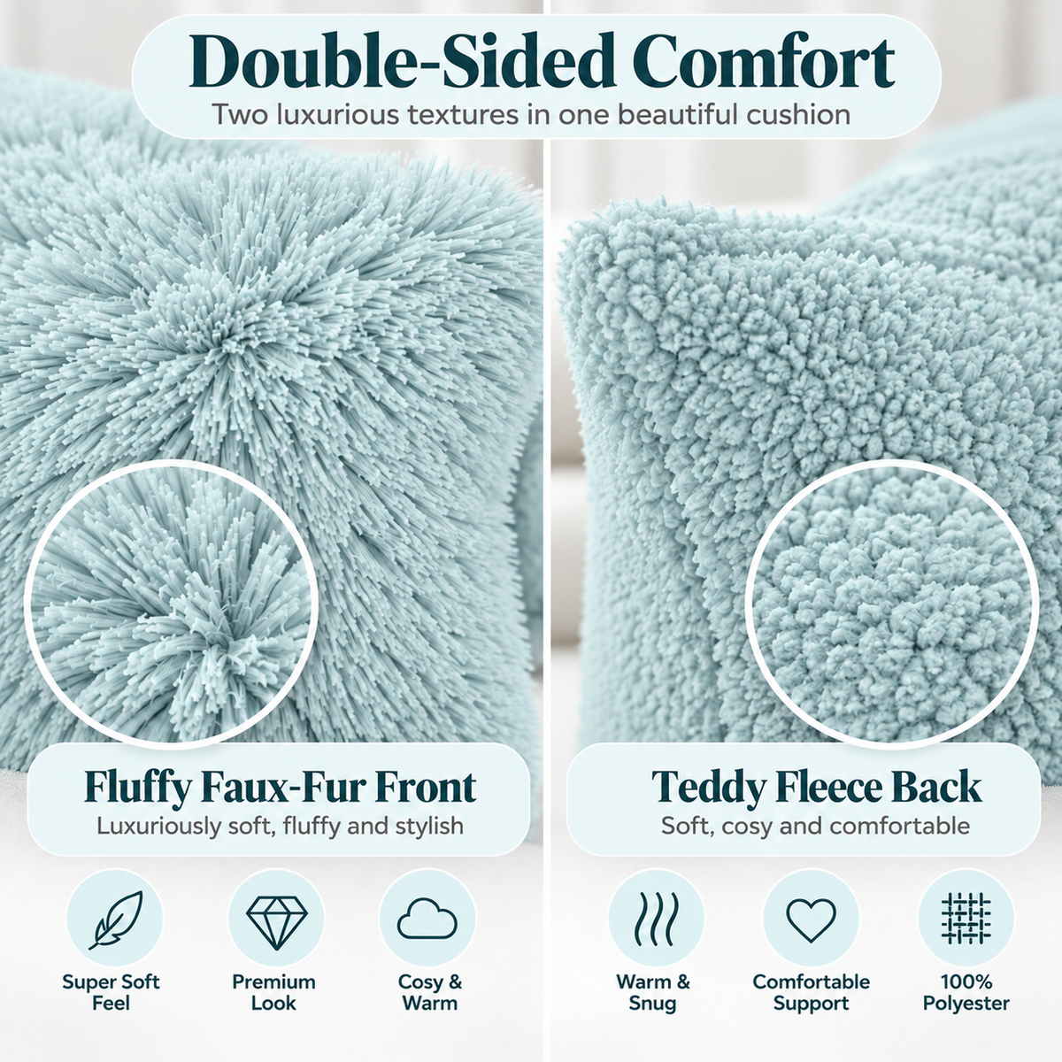 Teddy Hug cushion covers – Duck Egg – 6
