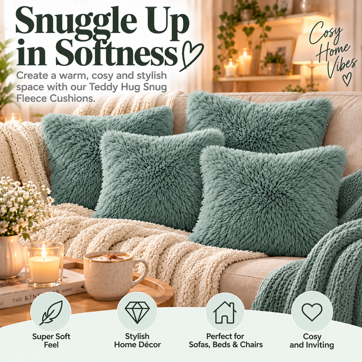 Teddy Hug cushion covers – Teal – 10