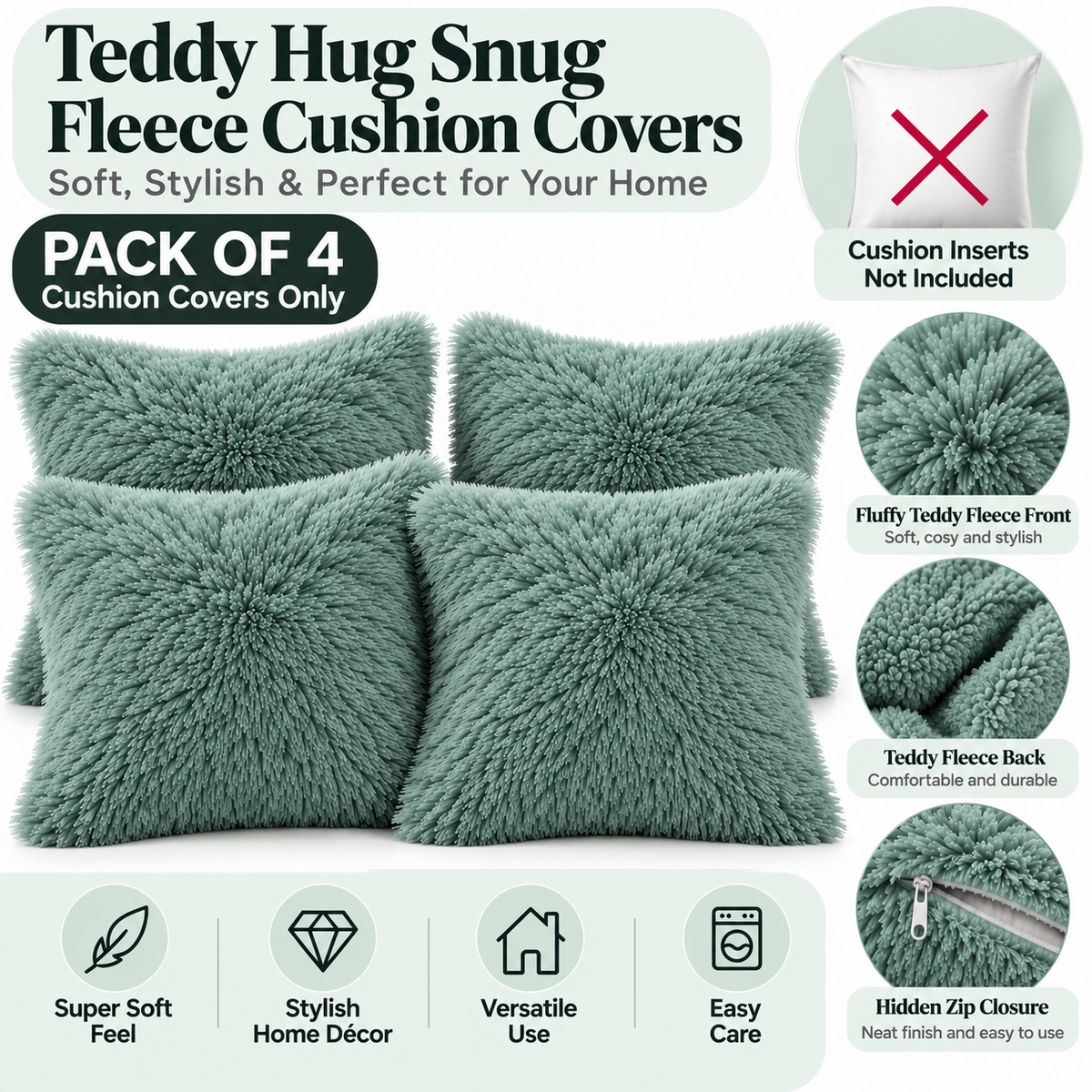 Teddy Hug cushion covers – Teal – 8