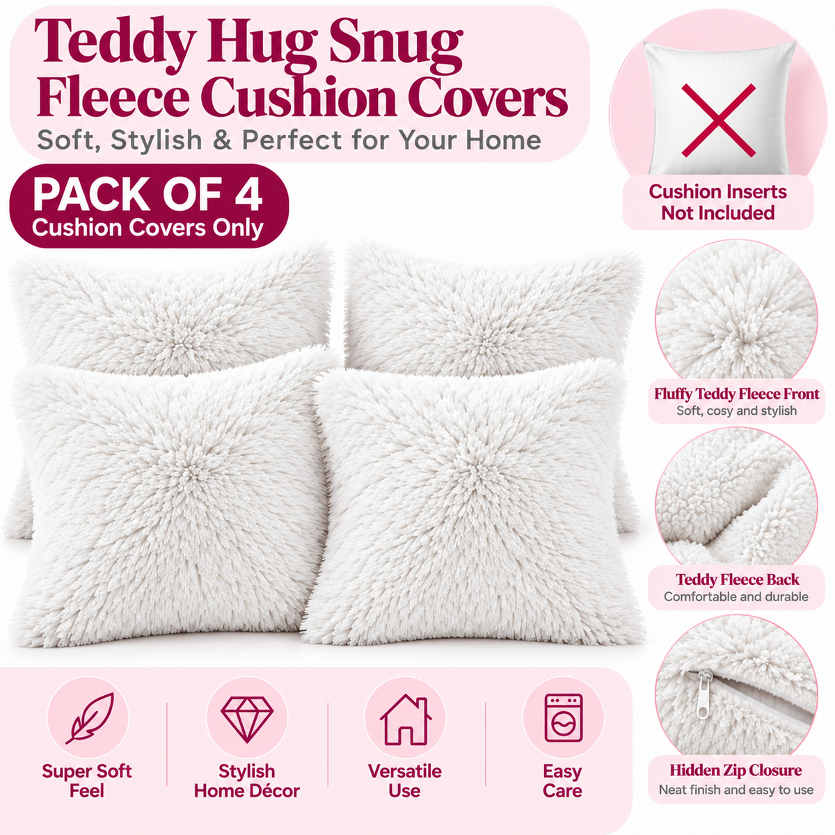 Teddy Hug cushion covers – White – 2