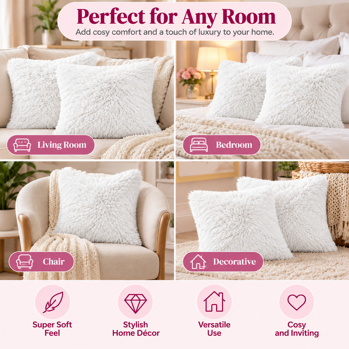 Teddy Hug cushion covers – White – 3