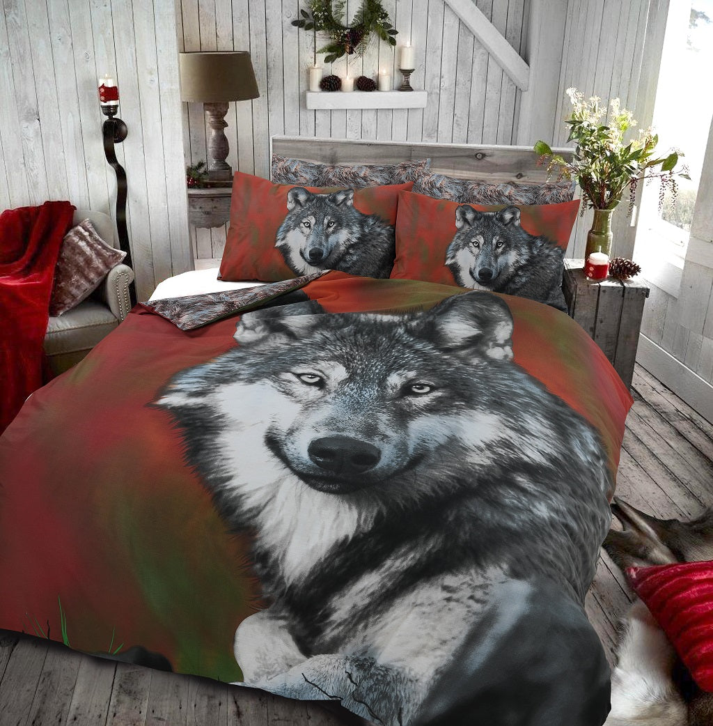 3D Wolf Printed Duvet Cover Set – Easy Care Polycotton Bedding | Night Zone