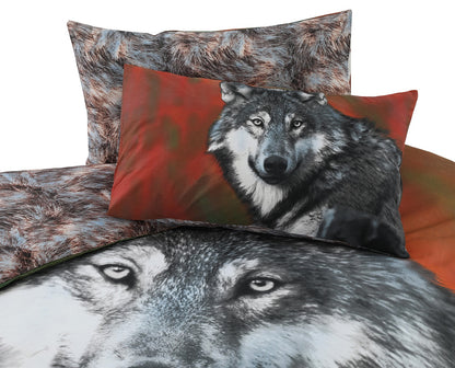3D Wolf Printed Duvet Cover Set – Easy Care Polycotton Bedding | Night Zone