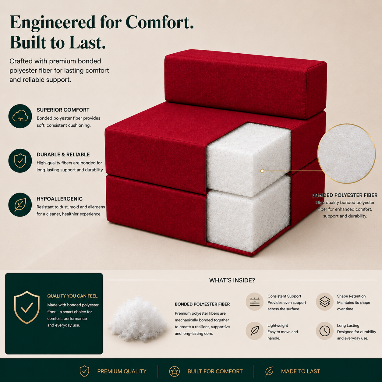 Z Bed Convertible Folding Sofa Bed Chair – 3-in-1 Foam Floor Lounger & Guest Mattress | Night Zone